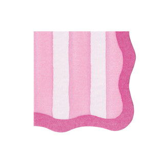 Cafe Stripe Scallop Pink Paper Linen Die Cut Napkin - 15 per package