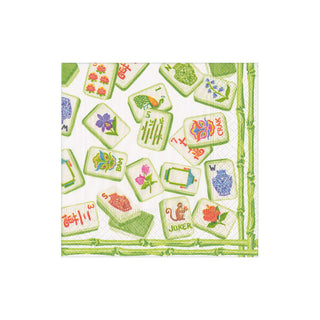 Mahjong Green Boxed Cocktail Napkins - 40 per box