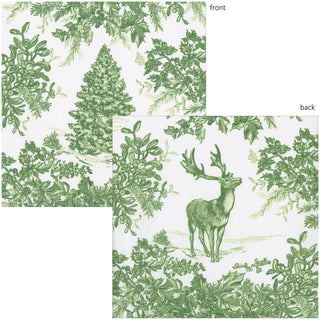 Christmas Tree Toile Sage/White Paper Linen Guest Towel -12 In