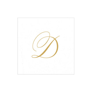 White Pearl Initial "D" Paper Linen Boxed Cocktail Napkins - box of 30