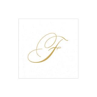 White Pearl Initial "F" Paper Linen Boxed Cocktail Napkins - box of 30