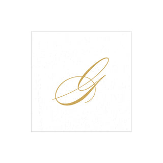 White Pearl Initial "G" Paper Linen Boxed Cocktail Napkins - box of 30