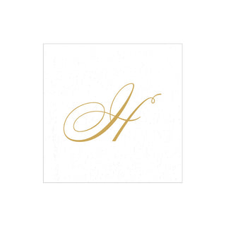 White Pearl Initial "H" Paper Linen Boxed Cocktail Napkins - box of 30