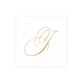 White Pearl Initial "J" Paper Linen Boxed Cocktail Napkins - box of 30