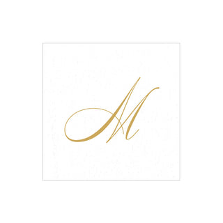 White Pearl Initial "M" Paper Linen Boxed Cocktail Napkins - box of 30