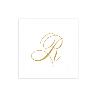 White Pearl Initial "R" Paper Linen Boxed Cocktail Napkins - box of 30