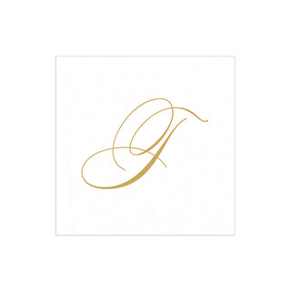 White Pearl Initial "T" Paper Linen Boxed Cocktail Napkins - box of 30