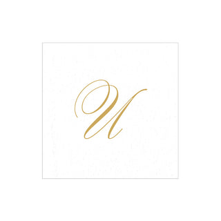 White Pearl Initial "U" Paper Linen Boxed Cocktail Napkins - box of 30