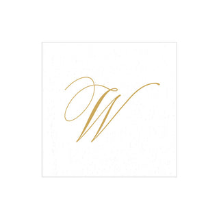 White Pearl Initial "W" Paper Linen Boxed Cocktail Napkins - box of 30