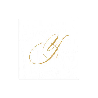 White Pearl Initial "Y" Paper Linen Boxed Cocktail Napkins - box of 30