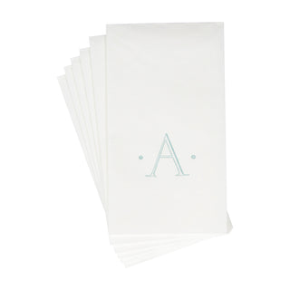 Caspari Antique Initial-Robin's Egg Paper Linen Boxed Guest Towel 24-In