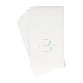 Caspari Antique Initial-Robin's Egg Paper Linen Boxed Guest Towel 24-In
