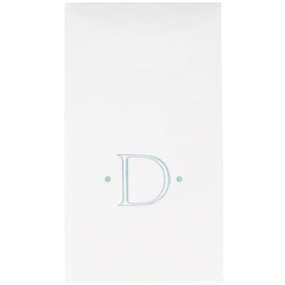Caspari Antique Initial-Robin's Egg Paper Linen Boxed Guest Towel 24-In