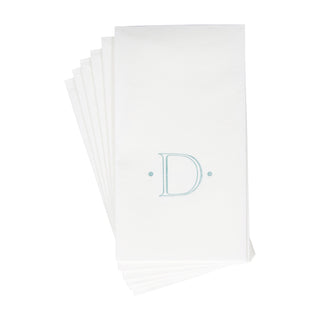 Caspari Antique Initial-Robin's Egg Paper Linen Boxed Guest Towel 24-In
