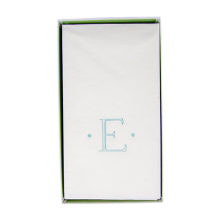 Caspari Antique Initial-Robin's Egg Paper Linen Boxed Guest Towel 24-In