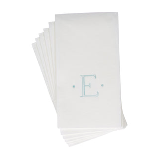 Caspari Antique Initial-Robin's Egg Paper Linen Boxed Guest Towel 24-In