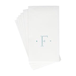 Caspari Antique Initial-Robin's Egg Paper Linen Boxed Guest Towel 24-In