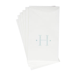 Caspari Antique Initial-Robin's Egg Paper Linen Boxed Guest Towel 24-In