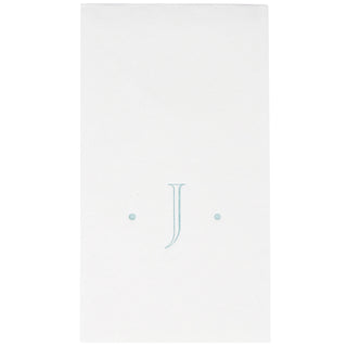 Caspari Antique Initial-Robin's Egg Paper Linen Boxed Guest Towel 24-In