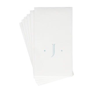 Caspari Antique Initial-Robin's Egg Paper Linen Boxed Guest Towel 24-In