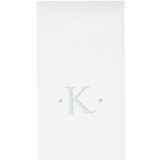 Caspari Antique Initial-Robin's Egg Paper Linen Boxed Guest Towel 24-In