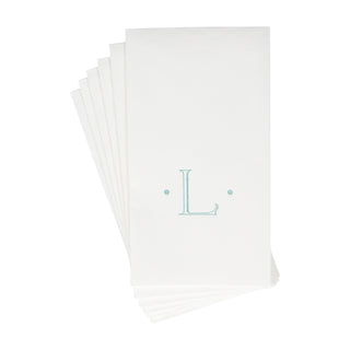 Caspari Antique Initial-Robin's Egg Paper Linen Boxed Guest Towel 24-In