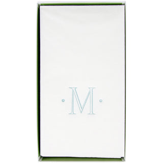 Caspari Antique Initial-Robin's Egg Paper Linen Boxed Guest Towel 24-In