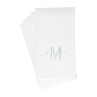 Caspari Antique Initial-Robin's Egg Paper Linen Boxed Guest Towel 24-In