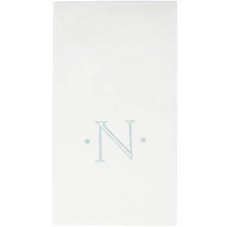 Caspari Antique Initial-Robin's Egg Paper Linen Boxed Guest Towel 24-In