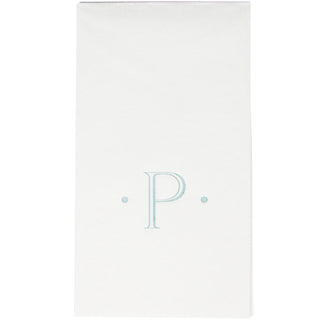 Caspari Antique Initial-Robin's Egg Paper Linen Boxed Guest Towel 24-In