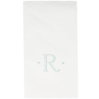 Caspari Antique Initial-Robin's Egg Paper Linen Boxed Guest Towel 24-In