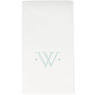 Caspari Antique Initial-Robin's Egg Paper Linen Boxed Guest Towel 24-In