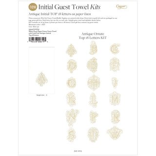White Pearl Paper Linen Guest Towel with Gold Foil Antique Initial - Box of 24