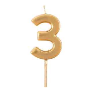 Number Candle 3-Gold Candle Birthday Number