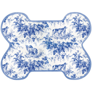 Dog Toile Blue Placemat Die Cut Single--Dog Bone