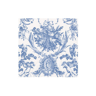 Romantic Toile Blue Boxed Cocktail Napkins - 40 Per Box