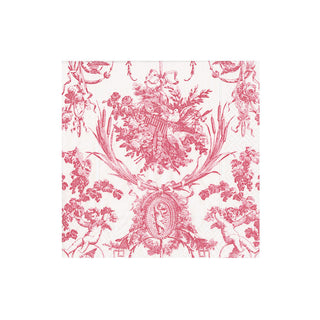 Romantic Toile Rose Cocktail Napkins - 20 Per Package