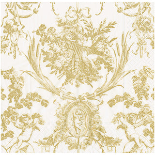 Romantic Toile Gold Dinner Napkins - 20 Per Package