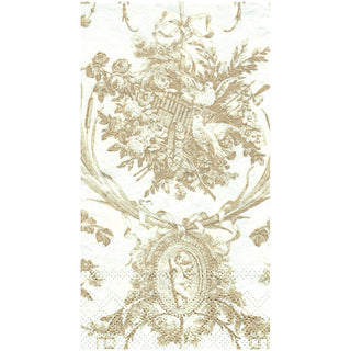 Romantic Toile Gold Guest Towel Napkins - 15 Per Package