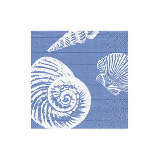 Shells Ocean Blue Boxed Cocktail Napkins - 40 per box