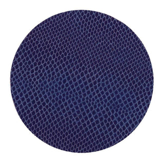 Navy Blue Snakeskin Coaster Round 8-In Felt