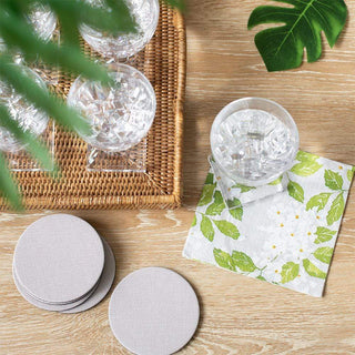 Classic Canvas Linen Coaster Round 8-In Felt/Canvas