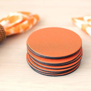 Classic Canvas Orange Coaster Round 8-In Felt/Canvas