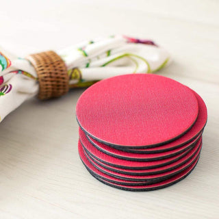 Classic Canvas Fuchsia Coaster Round 8-In Felt/Canvas
