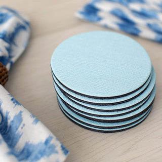 Classic Canvas Aqua Coaster Round 8-In Felt/Canvas