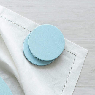 Classic Canvas Aqua Coaster Round 8-In Felt/Canvas