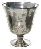 Glass Pot on Base in Silver Floral