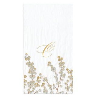 Berry Branches Wht/Silver Initial C Guest Towel W/Initial