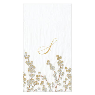 Berry Branches Wht/Silver Initial S Guest Towel W/Initial