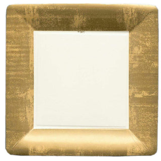 Gold Leaf Ivory  Sq Dinner Plates Square